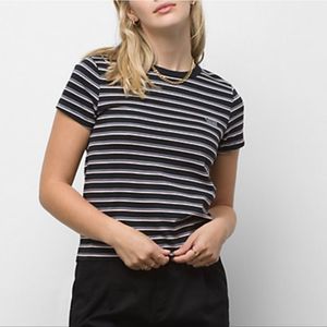 Vans Ringer style baby tee black and white with pink trim